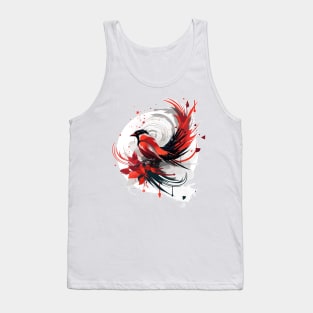 Vibrant Red Bird Tank Top